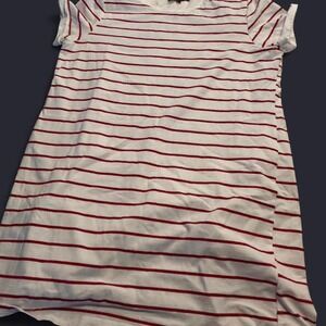 Lulus- White and red striped casual cotton t-shirt dress- lined- thicker
Size L